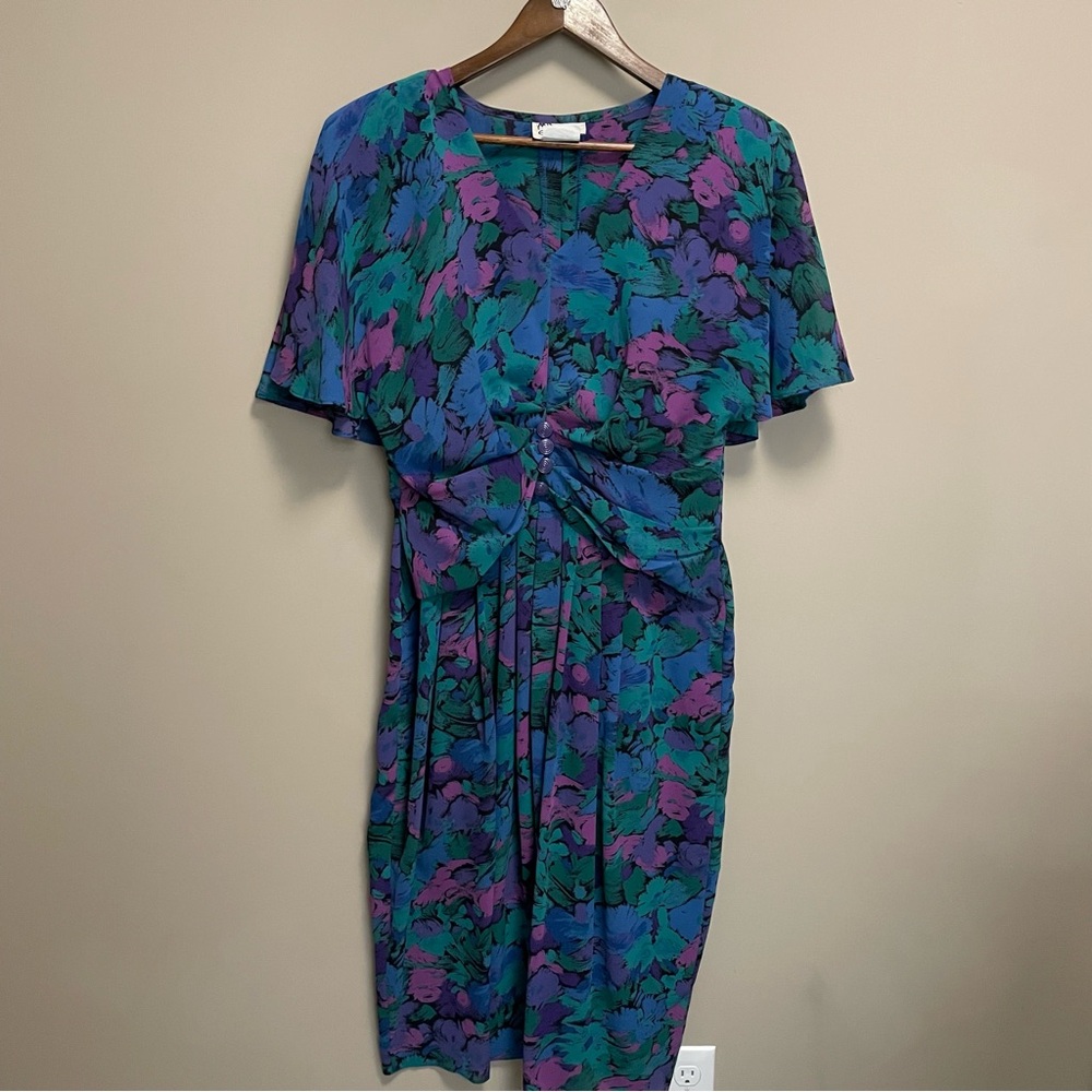 Mr. Edward Vintage 80s Floral Cape Dress Women’s Size 14